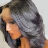 10inch Layered Lace Front Wigs Brazilian Glueless 180% Short Bob Human Hair Wig for Black Women 13X4 Middle Part Short Cut Layered Bob Wig PrePlucked BabyHair view 4