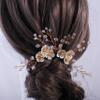 3Pieces Flower Bride Wedding Hair Pins U-shaped Rhinestone Hair Accessories for Brides Women Girls (small, Gold) view 4