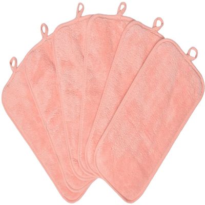 BloomSesame Makeup Remover Cloths for Face, Eye, Lips - Reusable Makeup Remover Pads Soft Microfiber Facial Cleansing Cloths 6 x 12 inch 6 Pack (Coral)