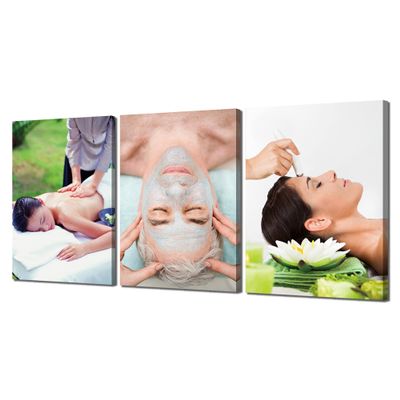 Relaxing Spa Wall Art Facial Massage Painting Wall Decor Skin Care Salon Picture Canvas Printed Beauty Salon Poster Stretched Frame Home Beauty Salon Decoration 3 Panels(60x26 inches)