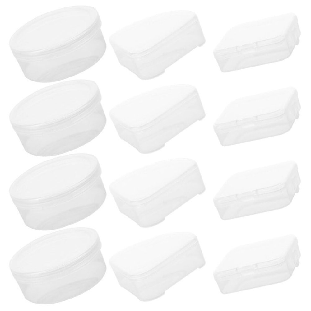 Beaupretty 12pcs Cosmetic Sponge Holder Makeup Puff Storage Boxes for Travel Triangular Round Rectangular Design Compact and Portable Powder Puff Cases