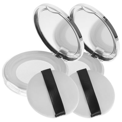 Beaupretty Loose Powder Holder 2pcs Box Loose Powder Box Empty Mirror and Elasticated Net Sifter Cushion Foundation Puff Powder Puffs Compact Powder Case Bath Case Portable Travel Plastic