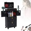 Beauty Salon Luggage,24 inch Hairdressing Trolley Stylist Beauty Salon Cosmetic Luggage Travel Organizer Tool Box with Hair Dryer Holder Rolling Lockable Makeup Train Case view 2