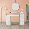 BarberPub Nail Desk with Storage Cabinet Manicure Table with 5 Drawers Makeup Storage Home Beauty Salon Spa Workstation with Metal Frame 2414 (White) view 2