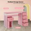 BarberPub Nail Desk with Storage Cabinet Manicure Table with 5 Drawers Makeup Storage Home Beauty Salon Spa Workstation with Metal Frame 2414 (Pink) view 4