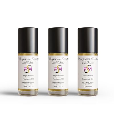 Angel Woman Fragrance Oil - 3 Bottles 1 Fl Oz Glass Roll On (30ml)
