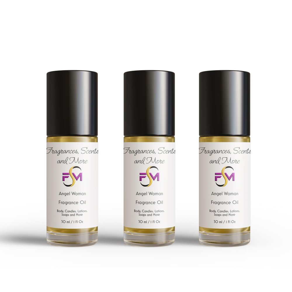 Angel Woman Fragrance Oil - 3 Bottles 1 Fl Oz Glass Roll On (30ml)