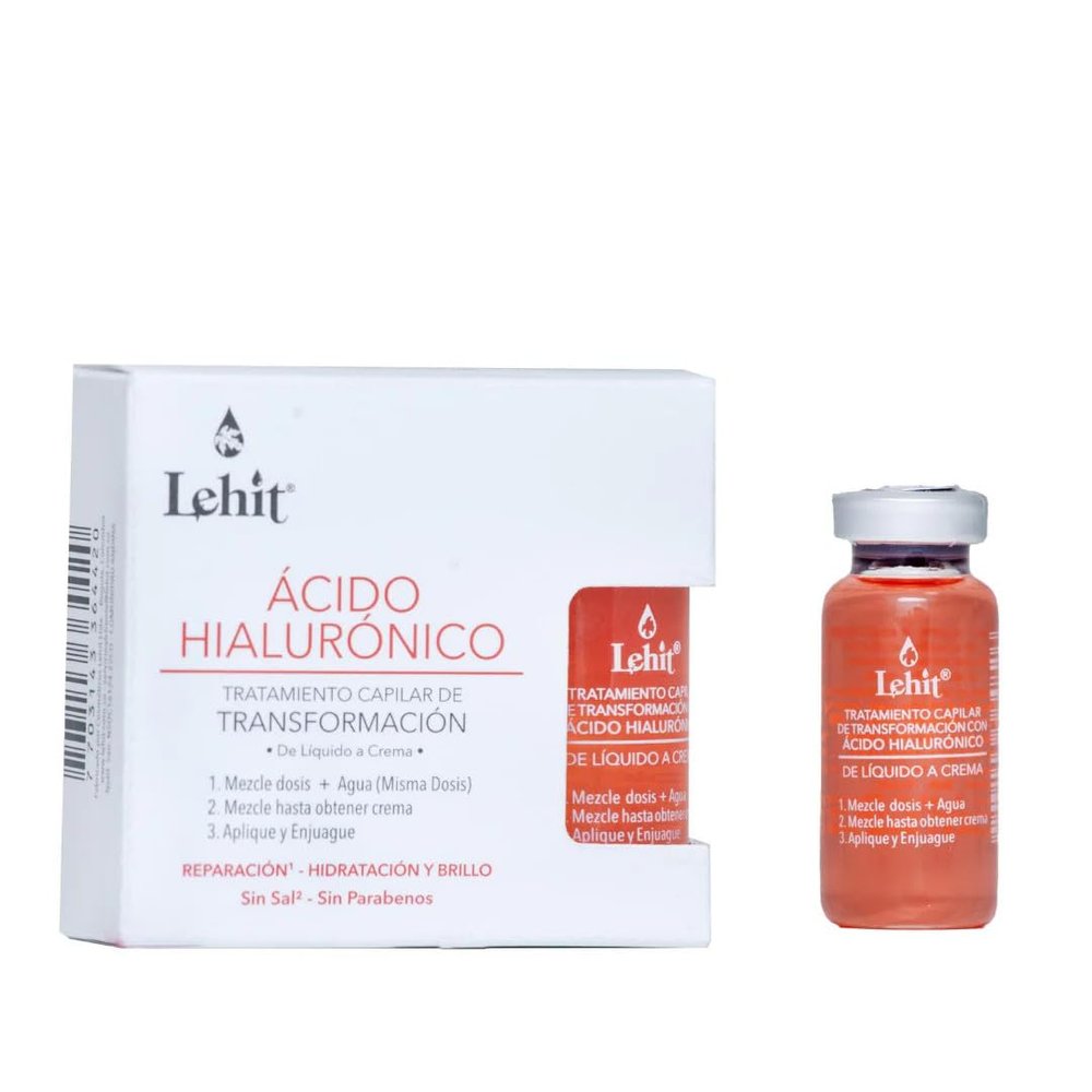 Lehit Acido Hialuronico Tratamiento Capilar Transformacion De Liquido a Crema 3 Ampollas | Hyaluronic Vials 3 Vials (0.5oz-15ml)
