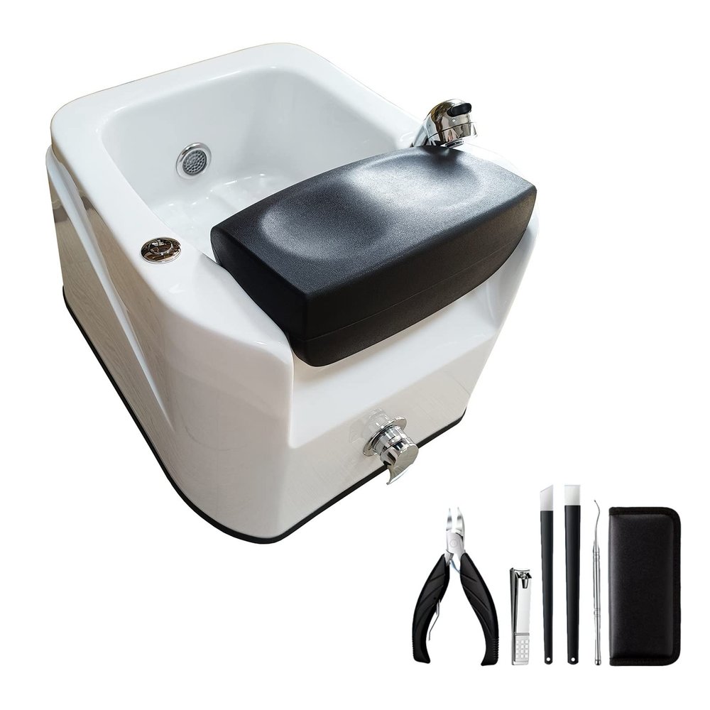 AMEERR Acrylic Spa Footbath Bath Heated Foot Bath Pedicure Supplies Salon Massage Equipment Colorful Lamp Footbath Massage Foot with Pedicure Foot Rest Adjustable Temperature (Size : Bath+Pedicure)