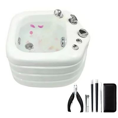 AMEERR Foot Soaker with Pedicure Foot Rest Foot Massager Spa Massage Foot Bath Colorful Lamp Footbath Large Foot Massager Pedicure Spa Bathtub Special for Hotel Foot Bath Club (Size : Bath+Pedicure)
