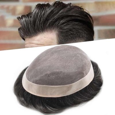 Hair Wonders Toupee Hair Piece For Men Hair Replacement System Real Human Hair Fine Mono Toupee For Mens Hair Pieces Men Toupee Hair Prosthesis 8x10Medium light density 2# DARKEST BROWN