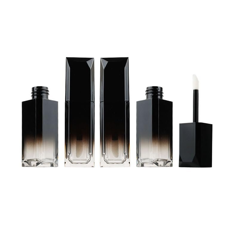 10Pack 5ML Lip Gloss Tubes Gradient Black Square Lipstick Tube with Brush Empty Refillable Lip Balm Container Lip Glaze Tube DIY Makeup Liquid Lipstick Bottle Container