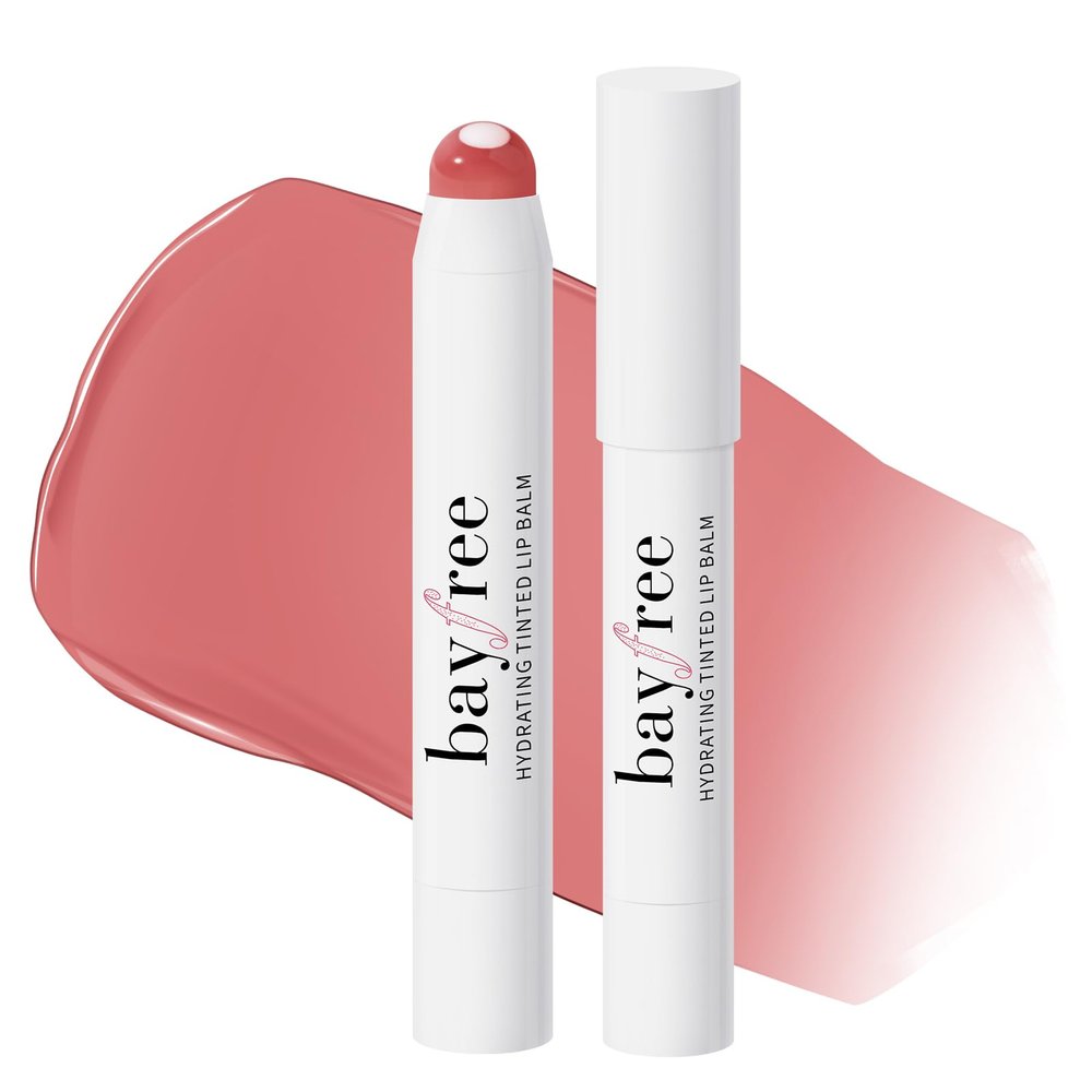 bayfree Tinted Lip Balm Plumper, Glossy, Pump Lips, Lightweight, Moisturize & Tint with Jojoba Seed Oil, Vegan Lipbalm Lip Care, Pink Rose