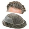 Curve Hair Toupee for Men Human Hair Replacement System Transparent Lace Mens Toupee Lace Front PU Skin Men Hair Piece Unit Natural Wigs For Men (8''X10'', #640 Light Brown+40% Gray) view 1