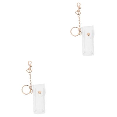 2pcs Lanyard Keychain Lipstick Ornament Lip Balm Keyring Lipstick Holder case Clip-on Sleeves Change Wallet Fashion Bag Lipstick Pouch car Mount Lip Gloss Trend