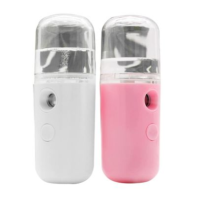 Face Mister, Nano Mist Sprayer Mini Facial Mist Steamer Moisturizing USB Rechargeable Portable White Pink for Hydrating Face Care 2PCS