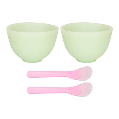 2set Silicone Material Face Mask Applicator, DIY Facemask Mixing Tool Kit, Washable Reusable Soft Flexible Portable Skin Care Bowl Brush Set, Home Face Beauty Salon Essential Tool