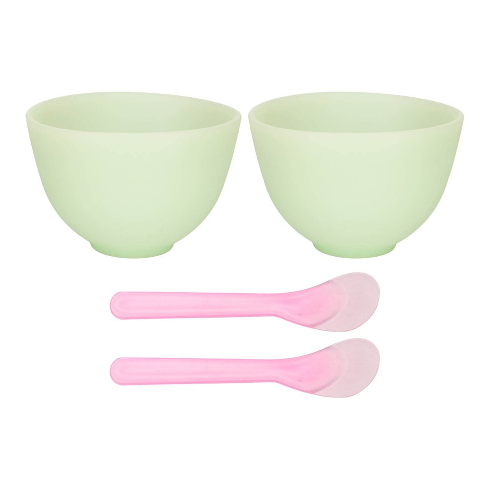 2set Silicone Material Face Mask Applicator, DIY Facemask Mixing Tool Kit, Washable Reusable Soft Flexible Portable Skin Care Bowl Brush Set, Home Face Beauty Salon Essential Tool