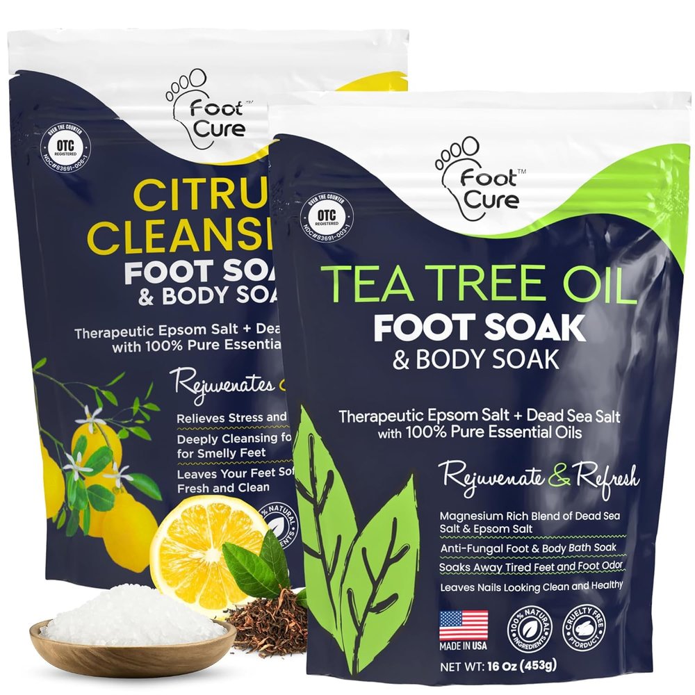 FOOT CURE Tea Tree & Citrus Foot Soak with Epsom Salt  Supports Tired Feet, Softens Calluses, and Refreshes (Pack of 2)