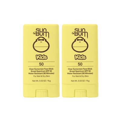Sun Bum Kids SPF 50 Clear Sunscreen Face Stick | Wet or Dry Application | Hawaii 104 Act Compliant (Octinoxate & Oxybenzone Free) Broad Spectrum UVA/UVB Sunscreen | 0.53 oz (Pack of 2)