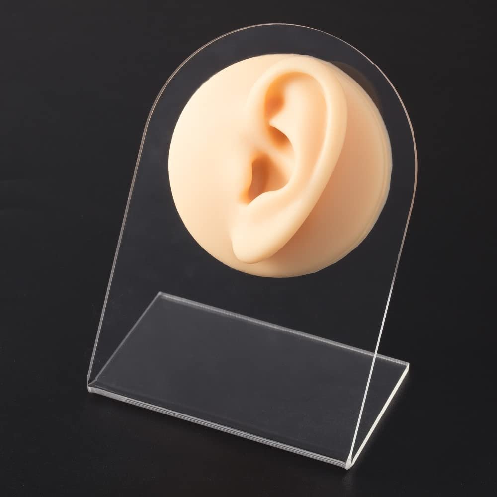 GatherTOOL 1pc Body Jewelry Silicone Ear Nose Model 1:1 Size Professional Practice Piercings Tools Earrings Ear Studs Display Can Be Reused (Color : Left Ear)