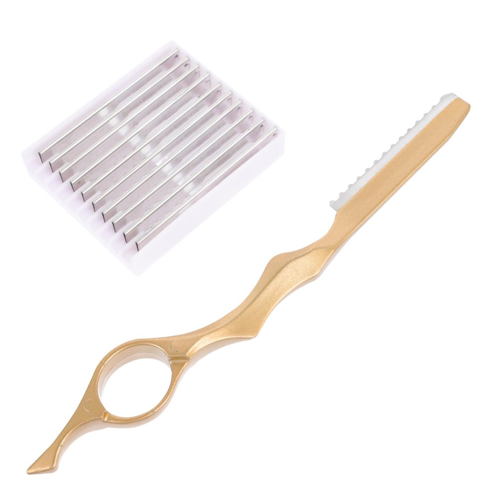 minkissy Hair Styling Thinning Razor Manual Hair Cutting Knife 10 Replacement Blades Razor Scraper Tool