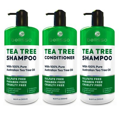BELLISSO Tea Tree Oil Shampoo and Conditioner Set and Tea Tree Oil Shampoo