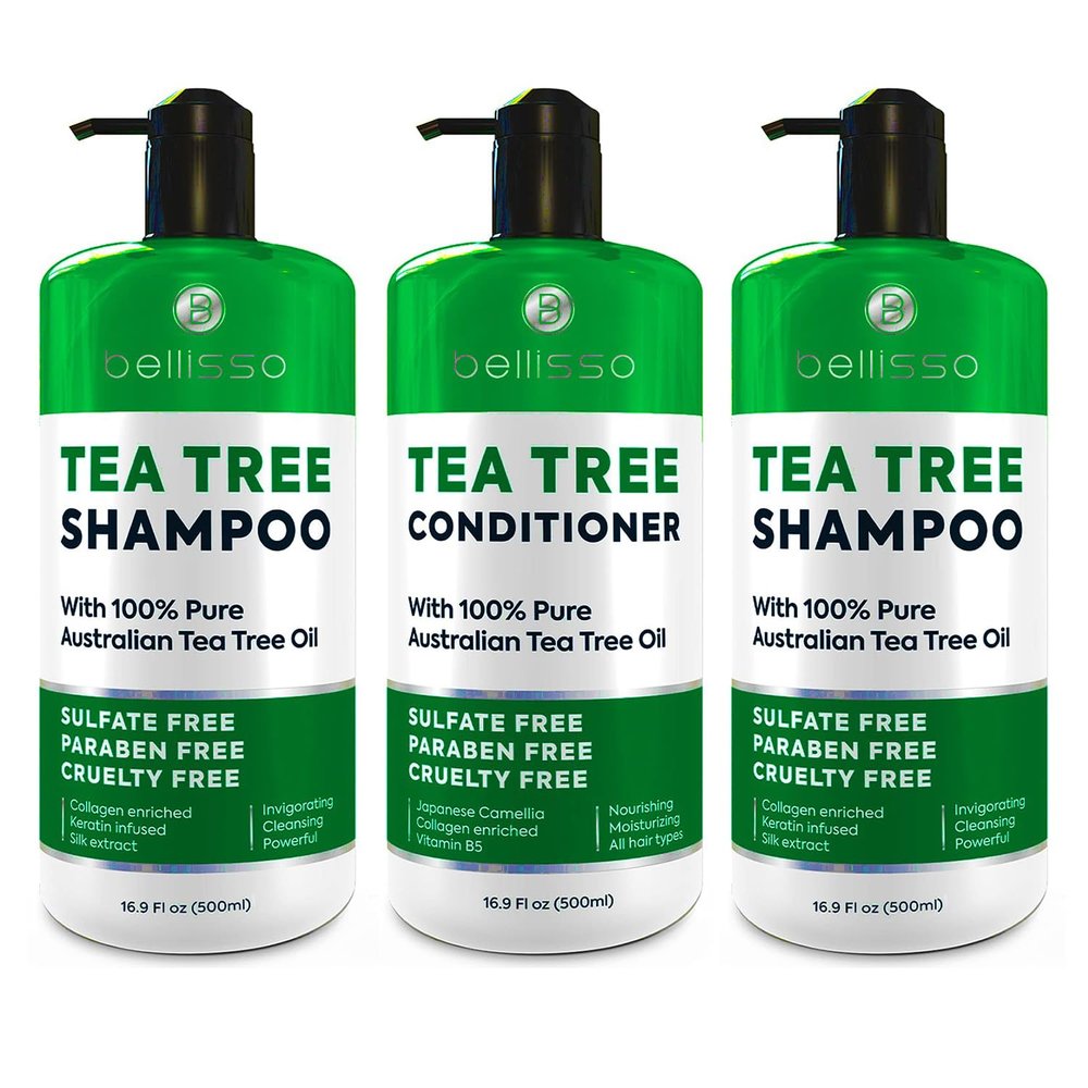 BELLISSO Tea Tree Oil Shampoo and Conditioner Set and Tea Tree Oil Shampoo