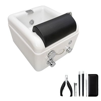 AMEERR Pedicure Foot Spa Acrylic Foot Bath Square Foot Bath with Pedicure Foot Rest Massage Foot Bath Colorful Lamp Footbath Salon Massage Equipment Acrylic Foot Bath (Size : Bath+Pedicure)