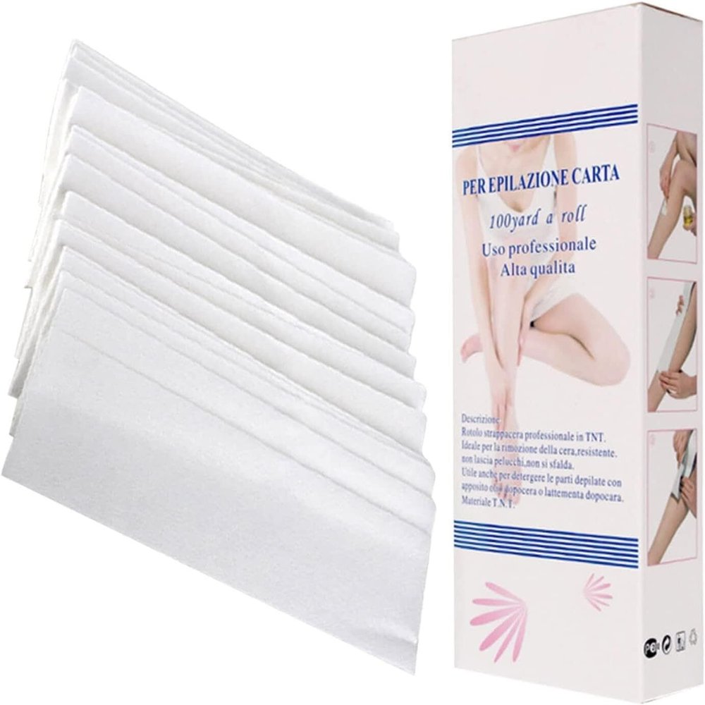 Nonwoven Waxing Strips 100 Pieces Hair Removal Wax Paper Strips for Face, Body, Legs, Eyebrows, Epilation, Depilation, Hair Removal Tool for Women and Men, White
