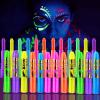 12 Pieces Glow Blacklight Face & Body Paint Makeup, Glow in The Dark Face Painting Kit Neon Paint Sticks for Adult Halloween Glow Party view 1