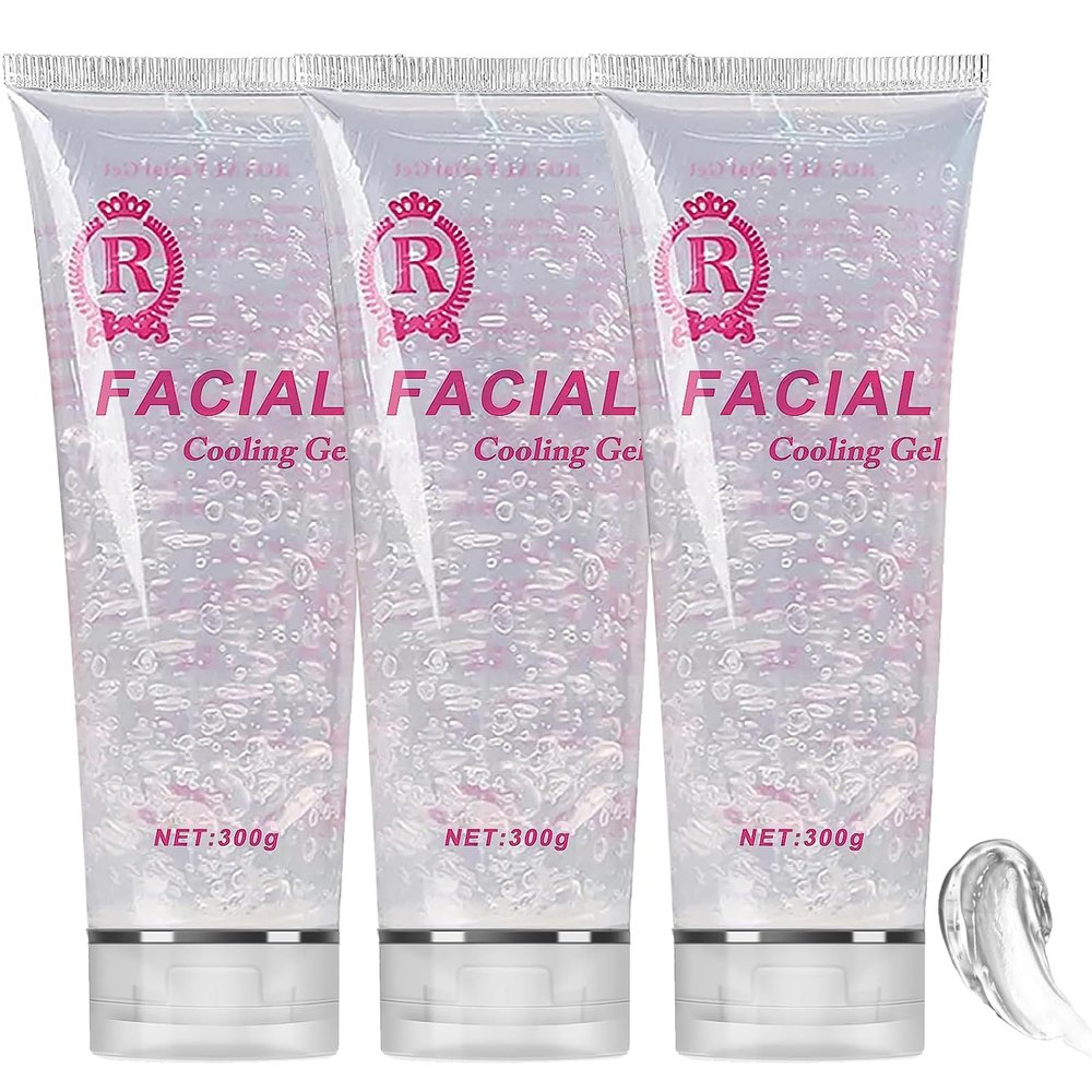 YMEYFAN 3PCS Conductive Gel, Cooling Gel for Salon Hair Removal Machine Skin Care, Moisturizing Hydrating Suitable for Facial Device for Women and Men in Body or Face Cools (900ML)