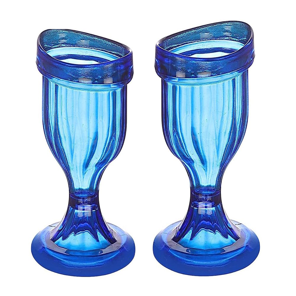 Blue Colored Eye Wash Cup for Effective Eye Cleansing - Eye Shaped Rim, Snug Fit, Perfect Eye wash kit (Set 2 Pcs)
