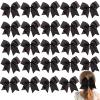 24Pcs 8" Large Cheer Hair Bows for Girls Ponytail Holder Grosgrain Ribbon Cheerleading Bows Elastic Hair Tie Bands for Girls Teens Softball Cheerleader Sports (Black) view 1