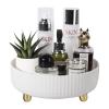 Anyoifax Makeup Perfume Organizer Tray 360 Degree Rotating Lazy Susan Skincare Lotion Organizer Spinning Cosmetics Storage for Dresser, Vanity, Bathroom Countertop, Small Ivory White view 1