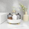 Anyoifax Makeup Perfume Organizer Tray 360 Degree Rotating Lazy Susan Skincare Lotion Organizer Spinning Cosmetics Storage for Dresser, Vanity, Bathroom Countertop, Small Ivory White view 4