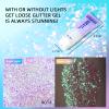 DAGEDA Body Glitter Gel, Holographic Face Glitters Body Gel Shimmer Liquid Eyeshadow, Color Changing Glitter for Face Hair Nails, Glitter Under Light Festival Glitter Makeup 1.7oz (Neno Pink) view 3