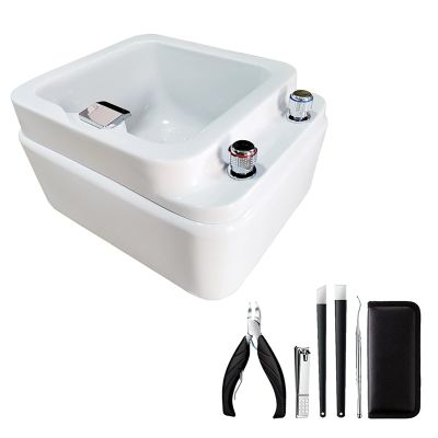 Acrylic Pedicure Sink Massage Footbath Square Foot Bath Foot Tub For Soaking Feet Pedicure Spa Bathtub Manicure Basin Special For Hotel Foot Bath Club Large Foot Massager ( Size : Bath+pedicure )