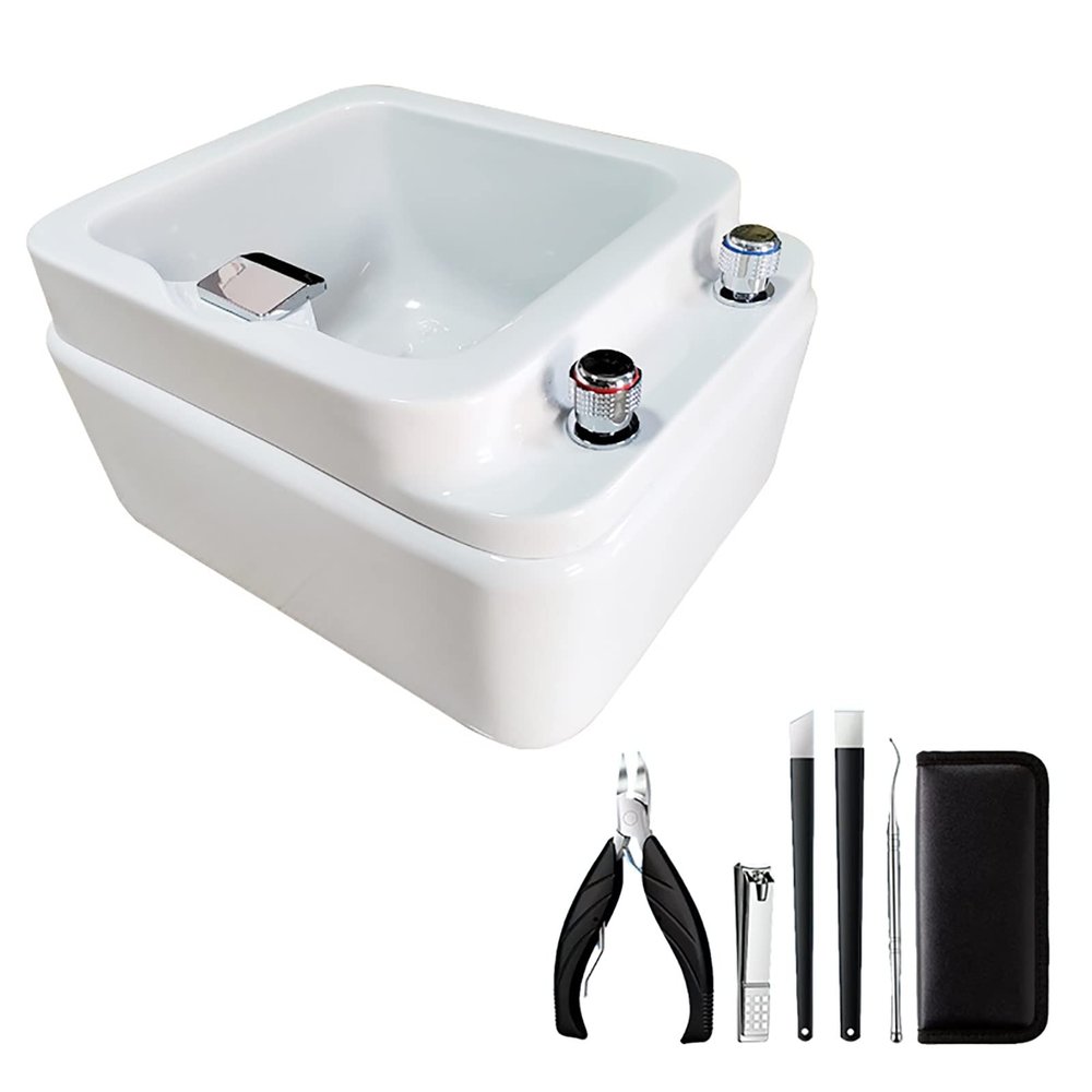 Acrylic Pedicure Sink Massage Footbath Square Foot Bath Foot Tub For Soaking Feet Pedicure Spa Bathtub Manicure Basin Special For Hotel Foot Bath Club Large Foot Massager ( Size : Bath+pedicure )
