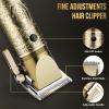 Bomxin Professional Hair Clippers for Men,Cordless Barber Clippers and Trimmers Set,Beard Trimmer for MenElectric Razor Foil Shavers for Ear, Face, Nose, Barber Kit with LCD Display (Bronze) view 3