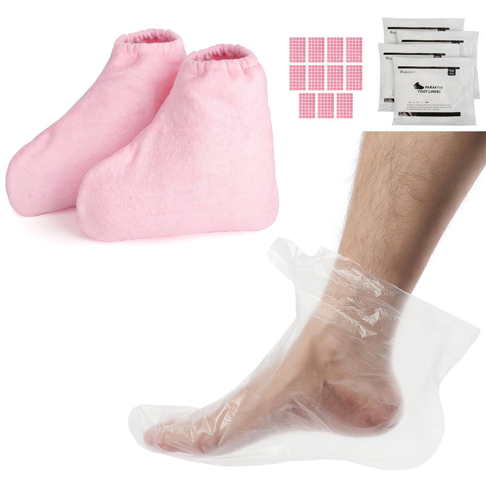 Segbeauty Paraffin Wax Bath Liners Booties, 400 Counts Plastic Paraffin Wax Liners Foot Bags, thera-py Wax Refill Booties Covers Heat SPA Bags for Wax treat-ment Paraffin Wax Machine Pink