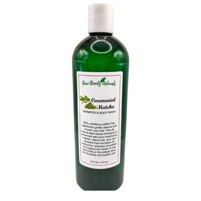 Bare Beauty Naturals 100% Natural Ceremonial Matcha Shampoo Face and Body Wash- Sulfate Free- Nourishing- Cleansing- Antibacterial- Chemical Free-Plant-Based (8 Fluid Ounces, Pour top (pack of 1))