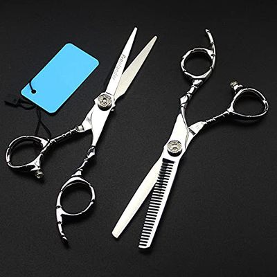 Hair Cutting Scissors, 6 inch Professional japan 440c alligator handle hair scissors cutting barber haircut thinning shears hairdressing scissors (Color : Set)