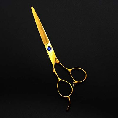 Hair Cutting Scissors, 6inch Professional japan 440c Gold Left handed hair scissors cutting barber haircut thinning shears hairdressing scissors (Color : Cutting)