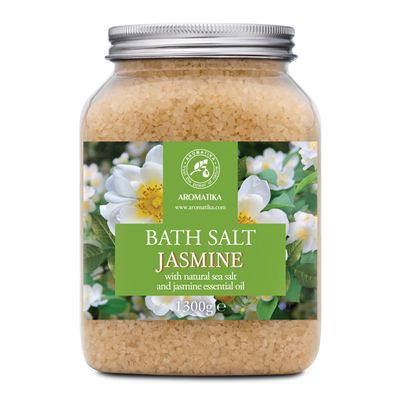 Bath Sea Salt Jasmine 46 Oz (1300g) - Bath Salts with Jasmine Essential Oil for Bath Soak - Relaxing Bath - Beauty - Body Care - Relaxation - Good Sleep - Aromatherapy Bath Salts - Flower Bath Salt