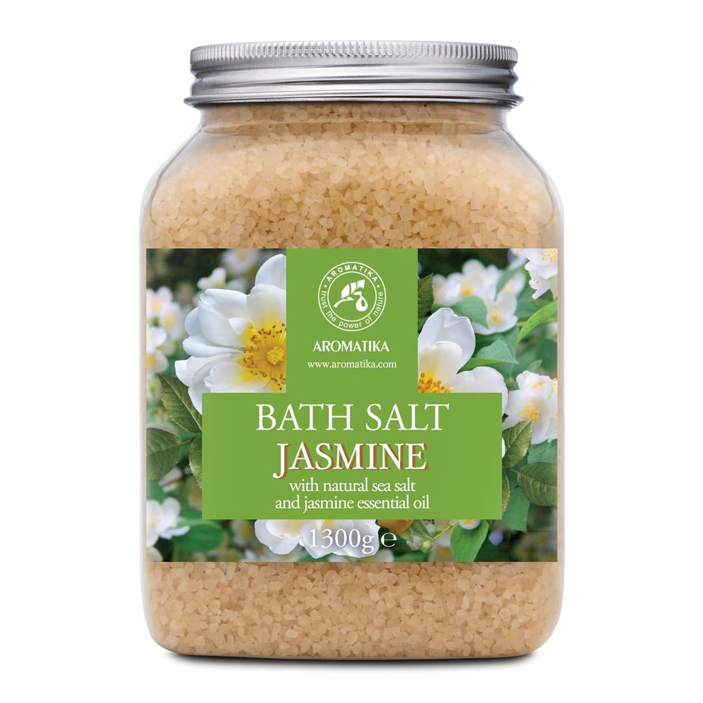Bath Sea Salt Jasmine 46 Oz (1300g) - Bath Salts with Jasmine Essential Oil for Bath Soak - Relaxing Bath - Beauty - Body Care - Relaxation - Good Sleep - Aromatherapy Bath Salts - Flower Bath Salt