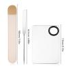 304 Stainless Steel Cosmetic Makeup Spatula, Palette Set Cosmetic Base Mixing Palette with PU Leather Cover, Multipurpose Applicator for Mixing Cream, Skincare, or Scraping Jars view 2