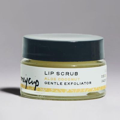 H. Honeycup Coconut Lip Scrub .5 oz, Natural Sugar Exfoliator to Gently Polish, Coconut Oil Moisturizes Skin, Aloe Soothes Skin, Self-Care Gift, Vegan & Cruelty-Free Skincare, Eco-Friendly Glass Jar