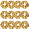 12 Pcs PU Leather Cheer Hair Scrunchies Gold Scrunchy School Performance Ponytail Holder Hair Accessories for Cheerleading Teen Girls College Sports (Gold) view 1