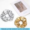 12 Pcs PU Leather Cheer Hair Scrunchies Gold Scrunchy School Performance Ponytail Holder Hair Accessories for Cheerleading Teen Girls College Sports (Gold) view 4